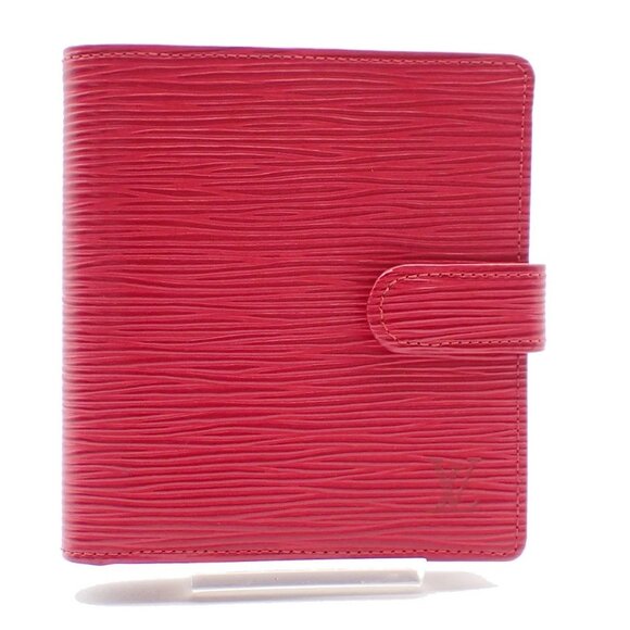LOUIS VUITTON LV Logo Porte Billet Compact Wallet Epi Leather Red M6355E 07EF451 - Picture 1 of 15